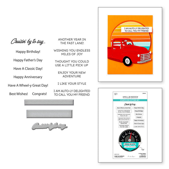 Cruisin' By Sentiments Clear Stamp & Die Set by Mindy Eggen