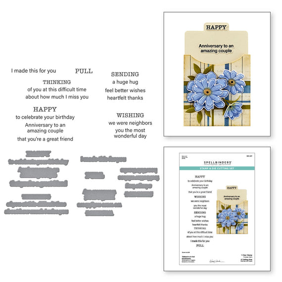 Tabbed In & Out Sentiments Clear Stamp & Die Set by Wendy Vecchi