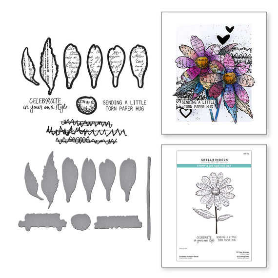 Sculpted Scripted Floral Clear Stamp & Die Set