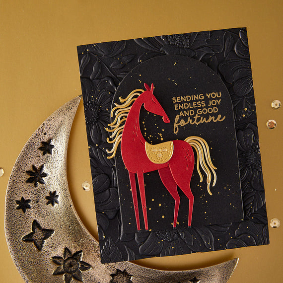 Good Fortune Horse Clear Stamp & Die Set