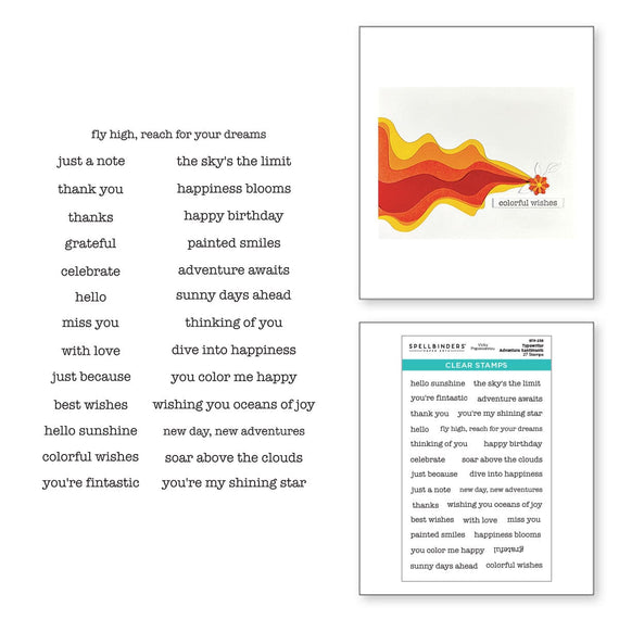 Typewriter Adventure Sentiments Clear Stamp Set by Vicky Papaioannou