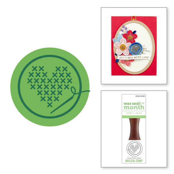Cross Stitch Heart - Wax Seal of the Month (Seal Stamp Only)