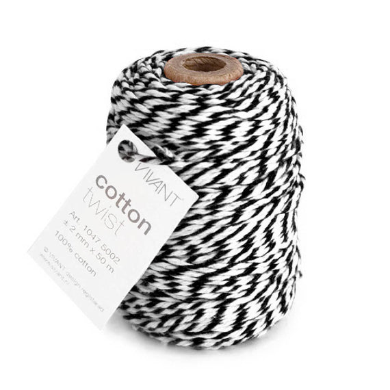 Vivant - Black and White Cotton Twine - 54 yards