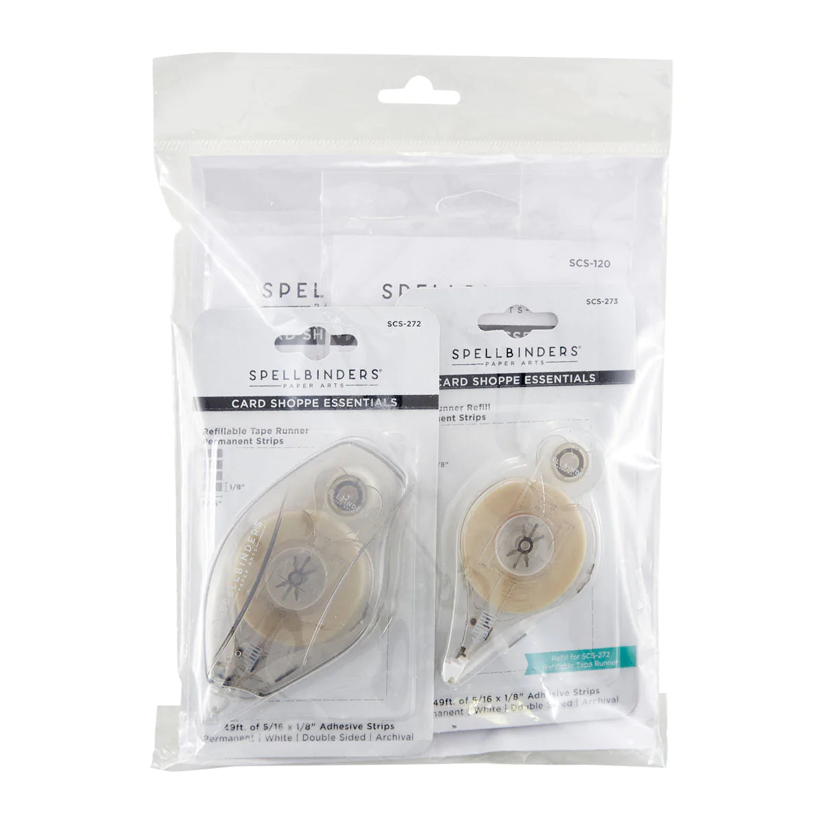 Adhesives Bundle - Tape Runner, Refill Strips, Small & Medium White Foam Squares