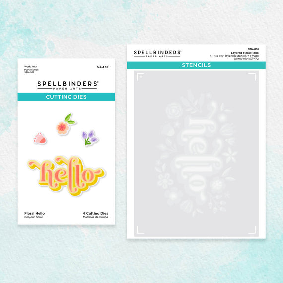 Floral Hello Stencil and Die Set from the Layered Stencils Collection
