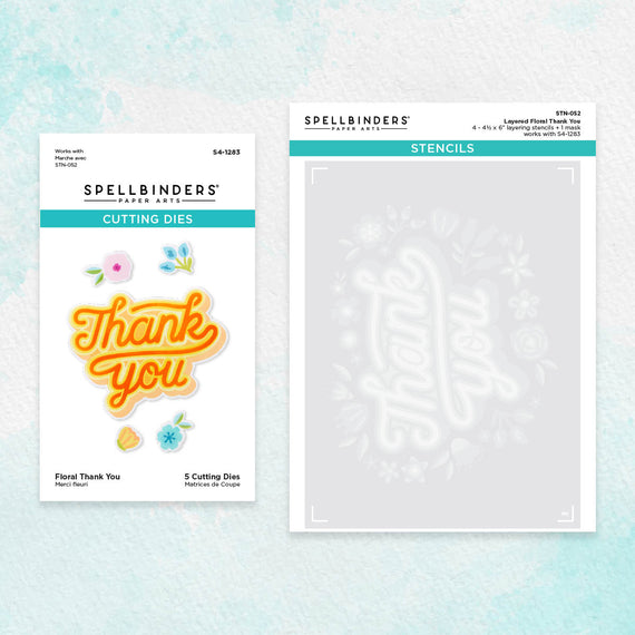 Floral Thank You Stencil and Die Set from the Layered Stencils Collection