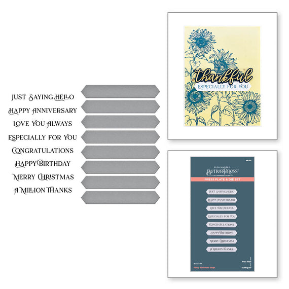 Fancy Sentiment Strips Press Plate & Die Set