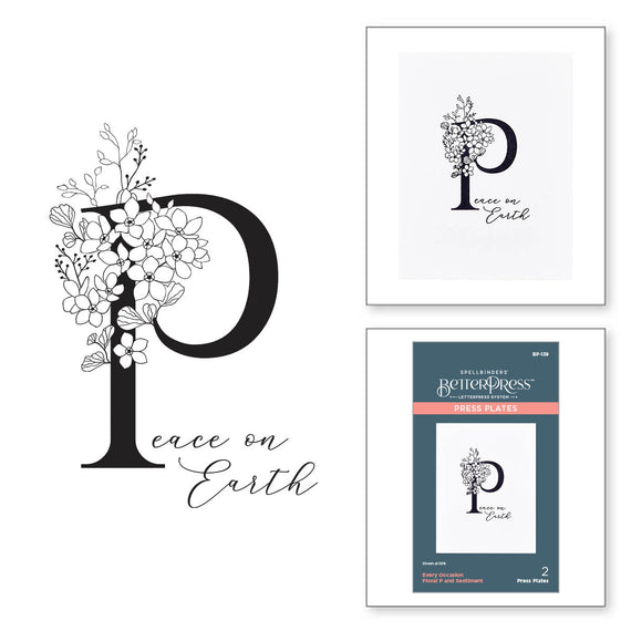 Floral P and Sentiment Press Plate