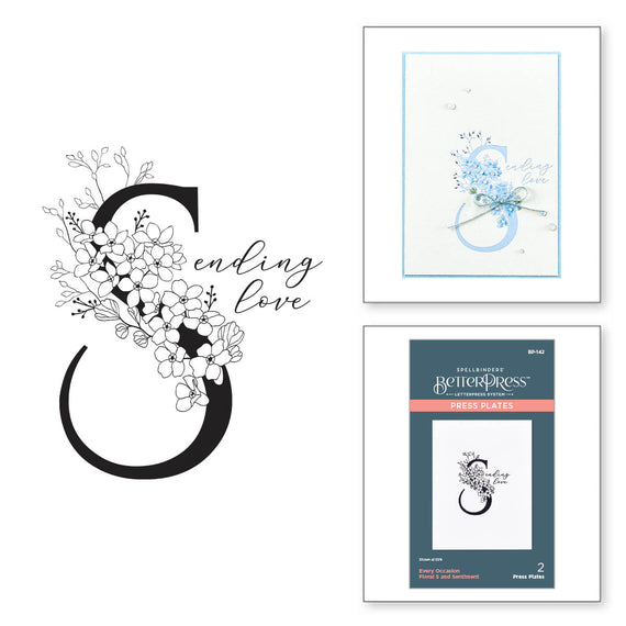 Floral S and Sentiment Press Plate