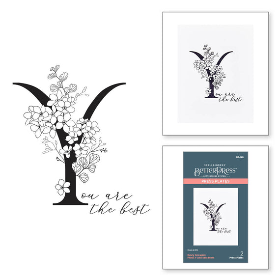 Floral Y and Sentiment Press Plate