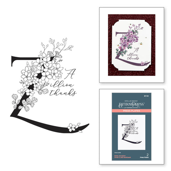 Floral Z and Sentiment Press Plate
