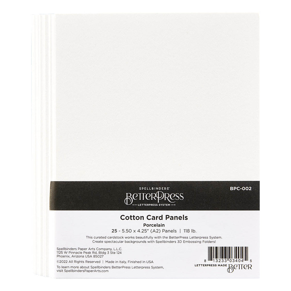 Porcelain BetterPress A2 Cotton Card Panels 25 Pack Spellbinders –  Spellbinders UK
