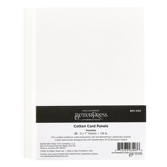 Porcelain BetterPress A7 Cotton Card Panels  - 25 Pack