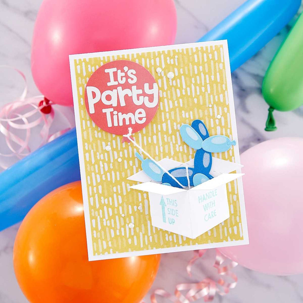 Balloon Party Animal Etched Dies from the Birthday Celebrations Collection (S3-450) time to party card. 