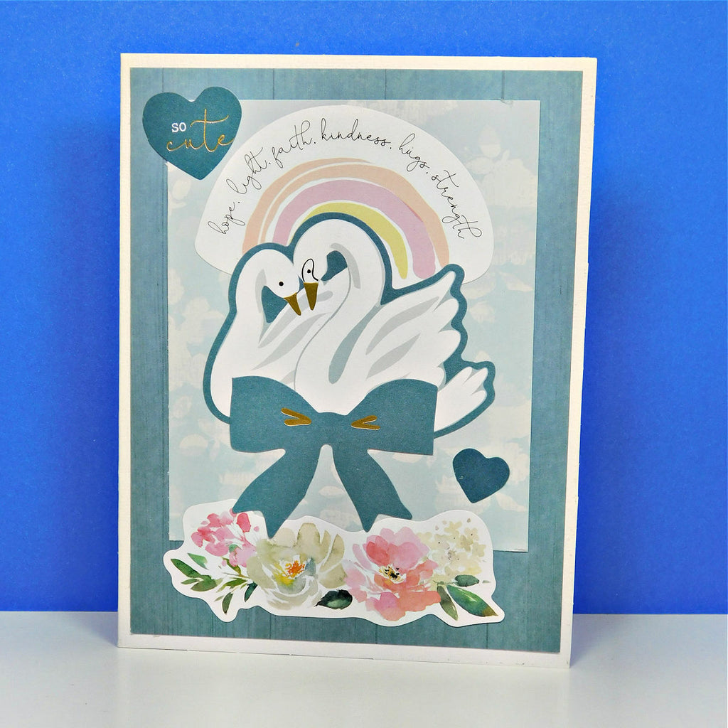 Always Remember - Card Kit of the Month Club (KOM-FEB22) swans card by Jeanne Bobish. 