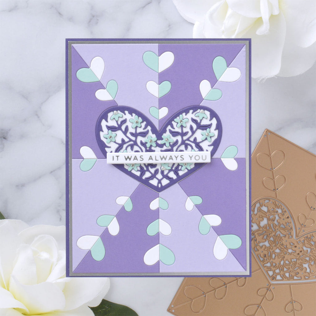 A Lotta Heart- Small Die of the Month (DOM-JAN22) purple project lifestyle photo by Annie Williams. 