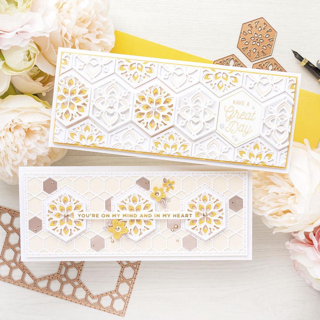 Hex Kaleidoscope Slimline - Large Die of the Month (DOML-AUG21) Card Project 1