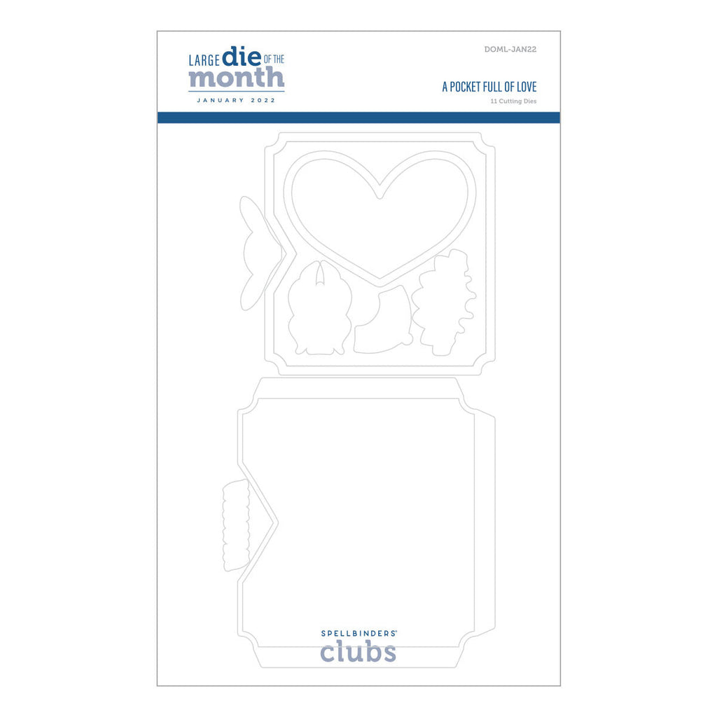 A Pocket Full of Love - Large Die of the Month (DOML-JAN22) packaging. 