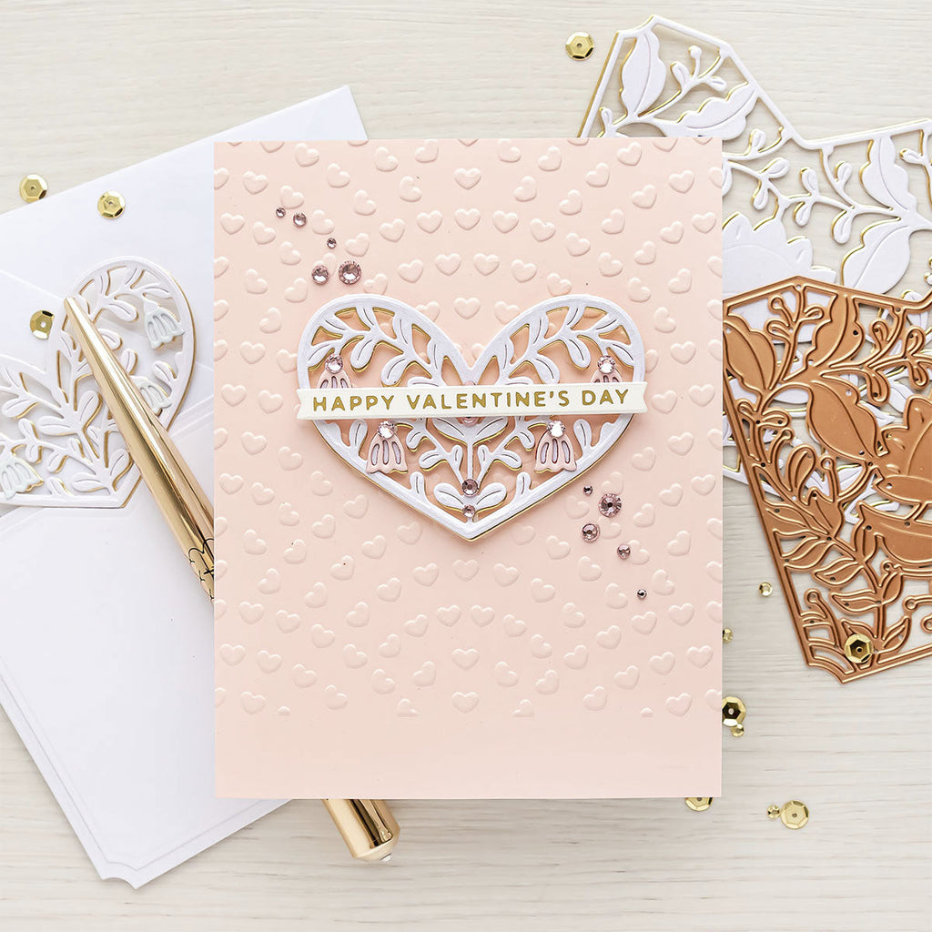 A Pocket Full of Love - Large Die of the Month (DOML-JAN22) Heart with Embossing Folder. 