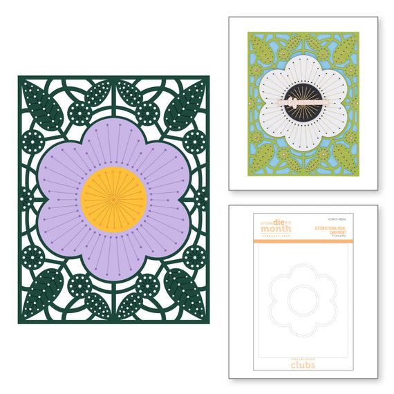 Stitched Floral Focal Card Front- Stitching Die of the Month