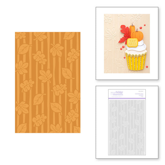 Cascading Leaves & Stripes - Embossing Folder of the Month