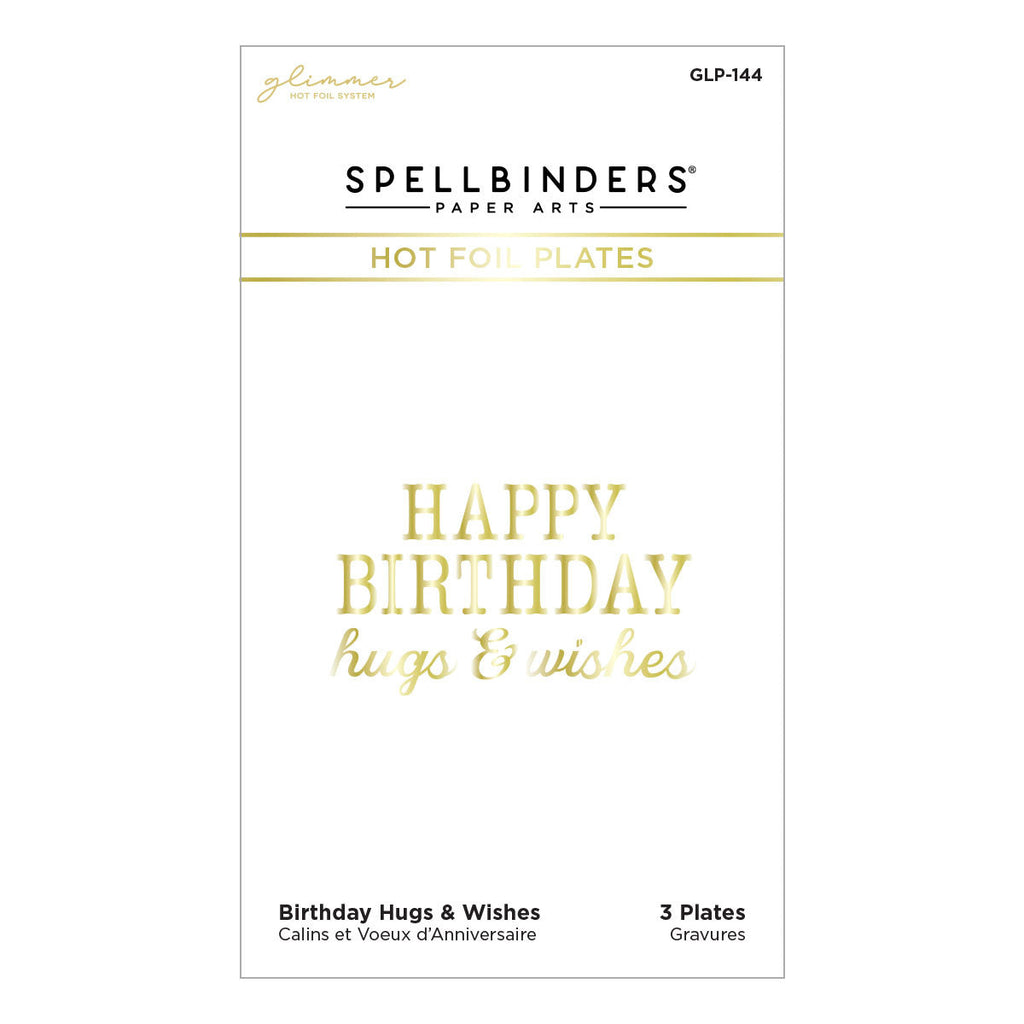 Birthday Hugs & Wishes Glimmer Hot Foil Plate (GLP-144) Product Packaging