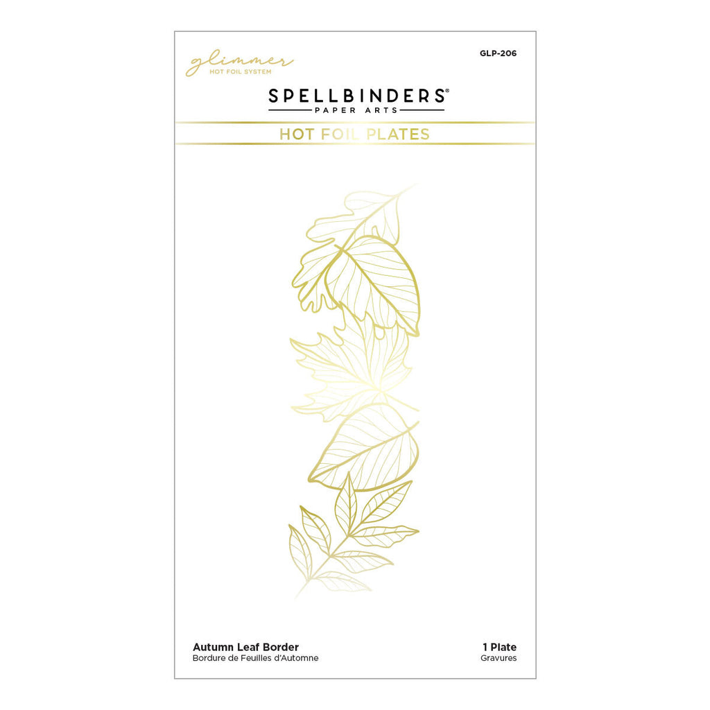 Autumn Leaf Border Glimmer Hot Foil Plate from Fall & Halloween 2020 Collection (GLP-206) Product Packaging