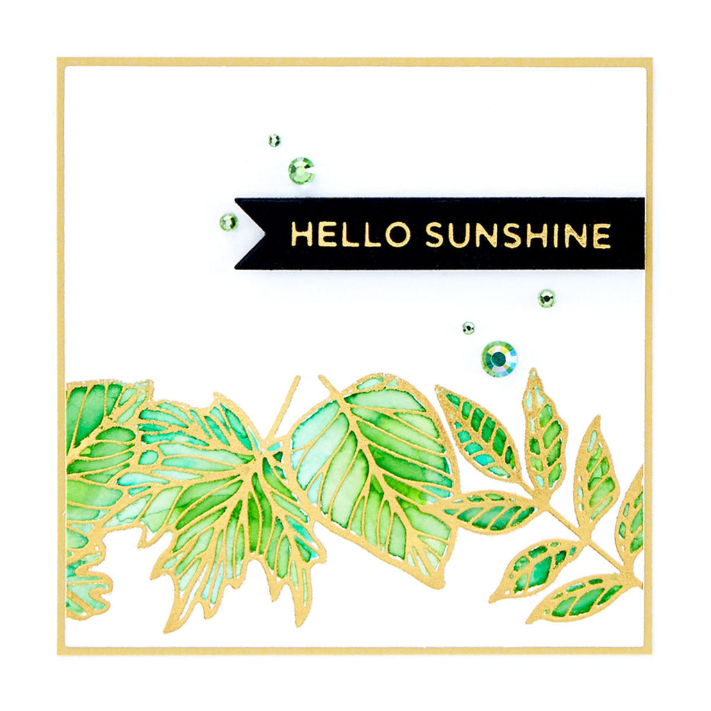 Autumn Leaf Border Glimmer Hot Foil Plate from Fall & Halloween 2020 Collection (GLP-206) Product Example