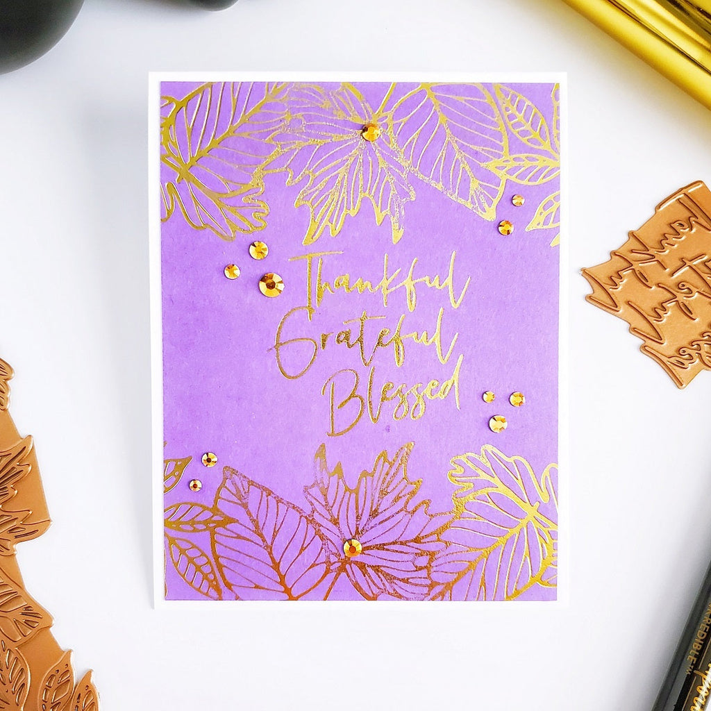 Autumn Leaf Border Glimmer Hot Foil Plate from Fall & Halloween 2020 Collection (GLP-206 Project Example 4