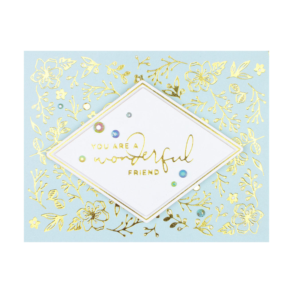 Blooming Floral Background Glimmer Hot Foil Plate & Die Set from Yana's Blooming Birthday Collection (GLP-252) Product Example