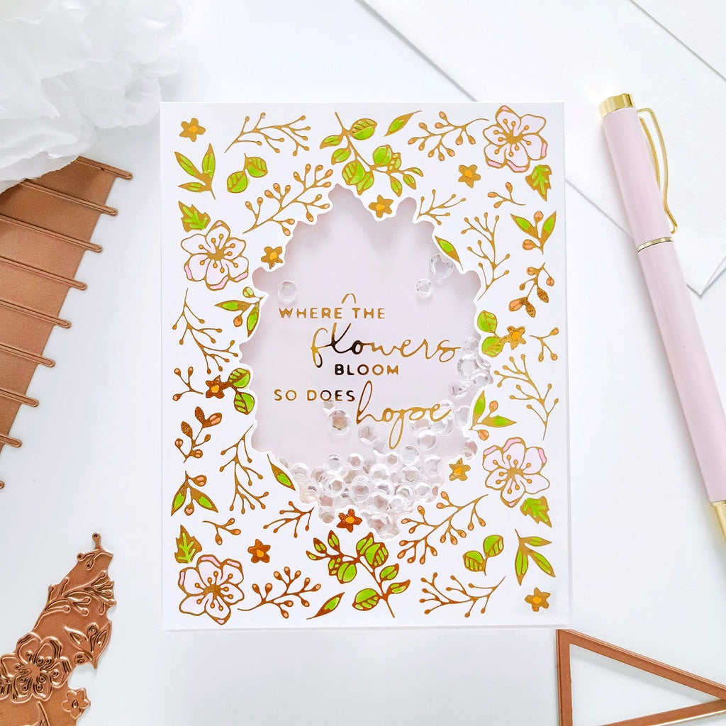 Blooming Floral Background Glimmer Hot Foil Plate & Die Set from Yana's Blooming Birthday Collection (GLP-252) Project Example 3