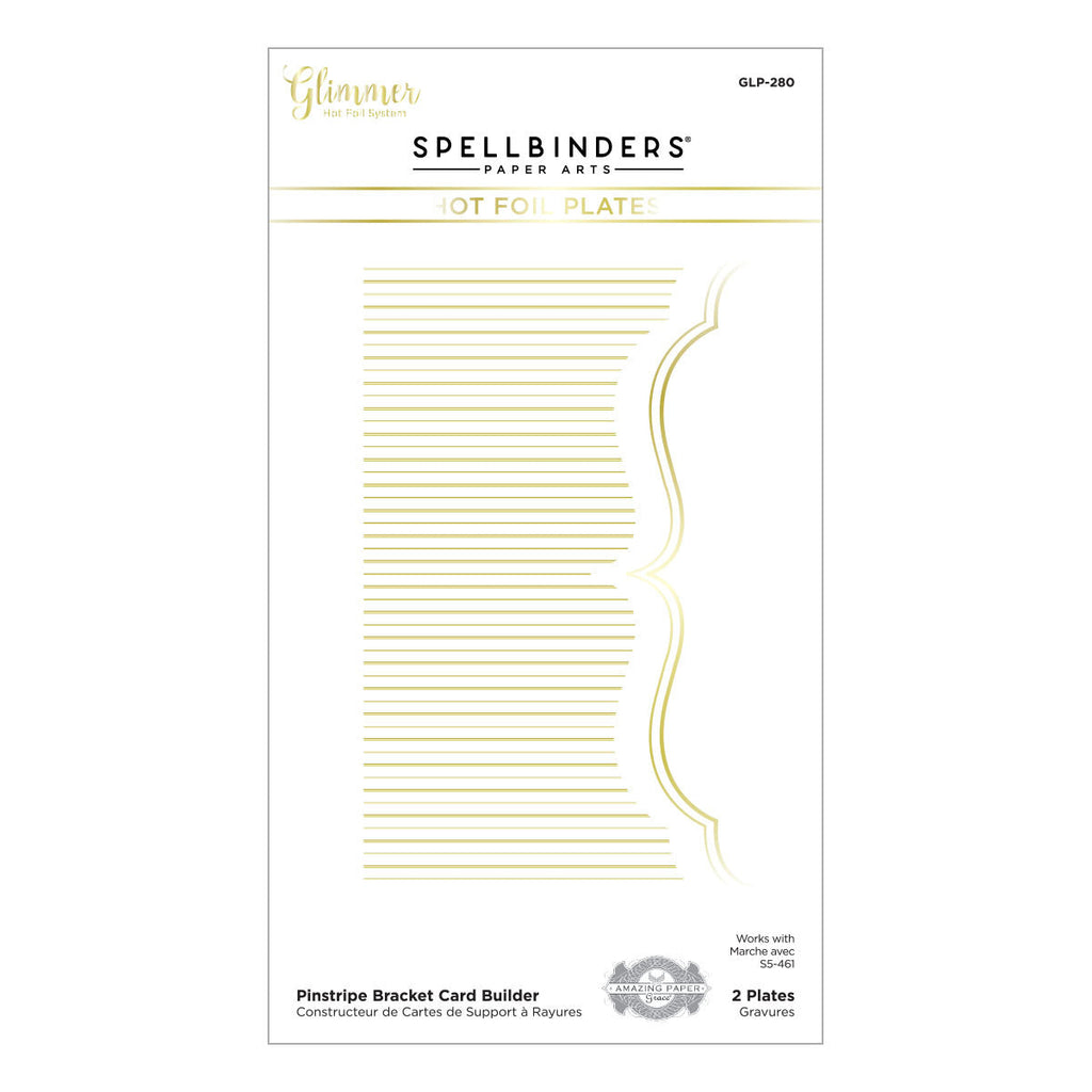 Pinstripe Bracket Card Builder Glimmer Hot Foil Plates & Dies Set from the Holiday Medley Collection by Becca Feeken (GLP-280) Product Packaging