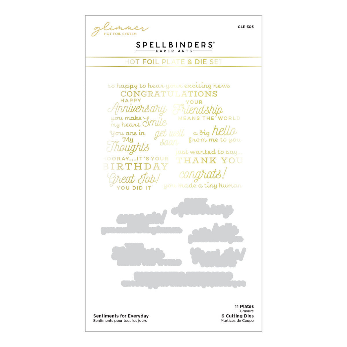 Sentiments for Everyday Glimmer Hot Foil Plate & Die Set Spellbinders UK