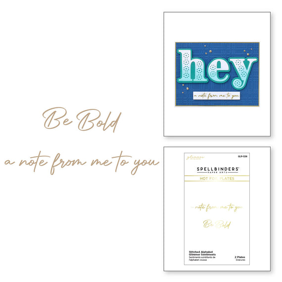 Stitched Alphabet Note Sentiments Glimmer Hot Foil Plates from the Stitched Alphabet Collection