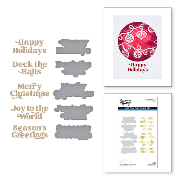 Joyful Christmas Sentiments Glimmer Hot Foil Plate & Die Set from Joyful Christmas Collection by Simon Hurley