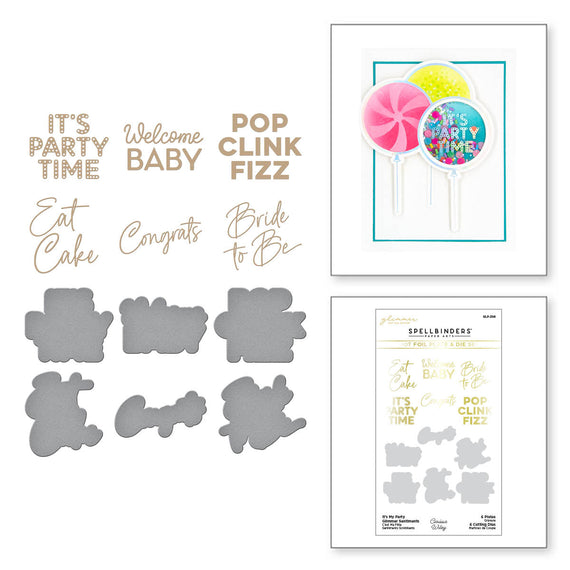 It’s My Party Glimmer Sentiments Hot Foil Plate & Die Set