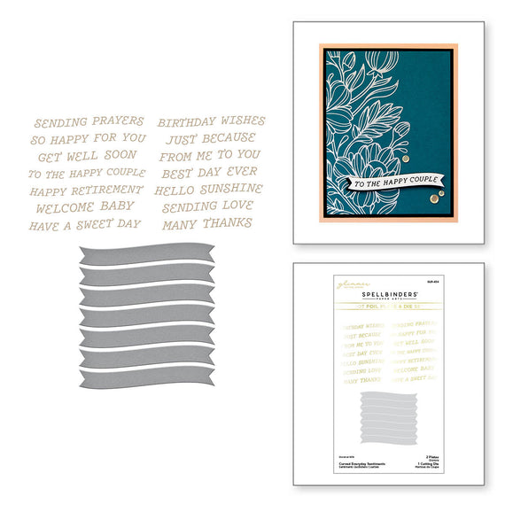 Curved Everyday Sentiments Glimmer Plate & Die Set from the Glimmering Flowers Collection