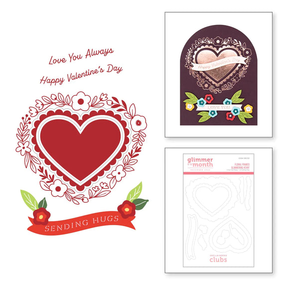 Floral Framed Glimmering Heart - Glimmer Hot Foil Kit of the Month (Plates Only)