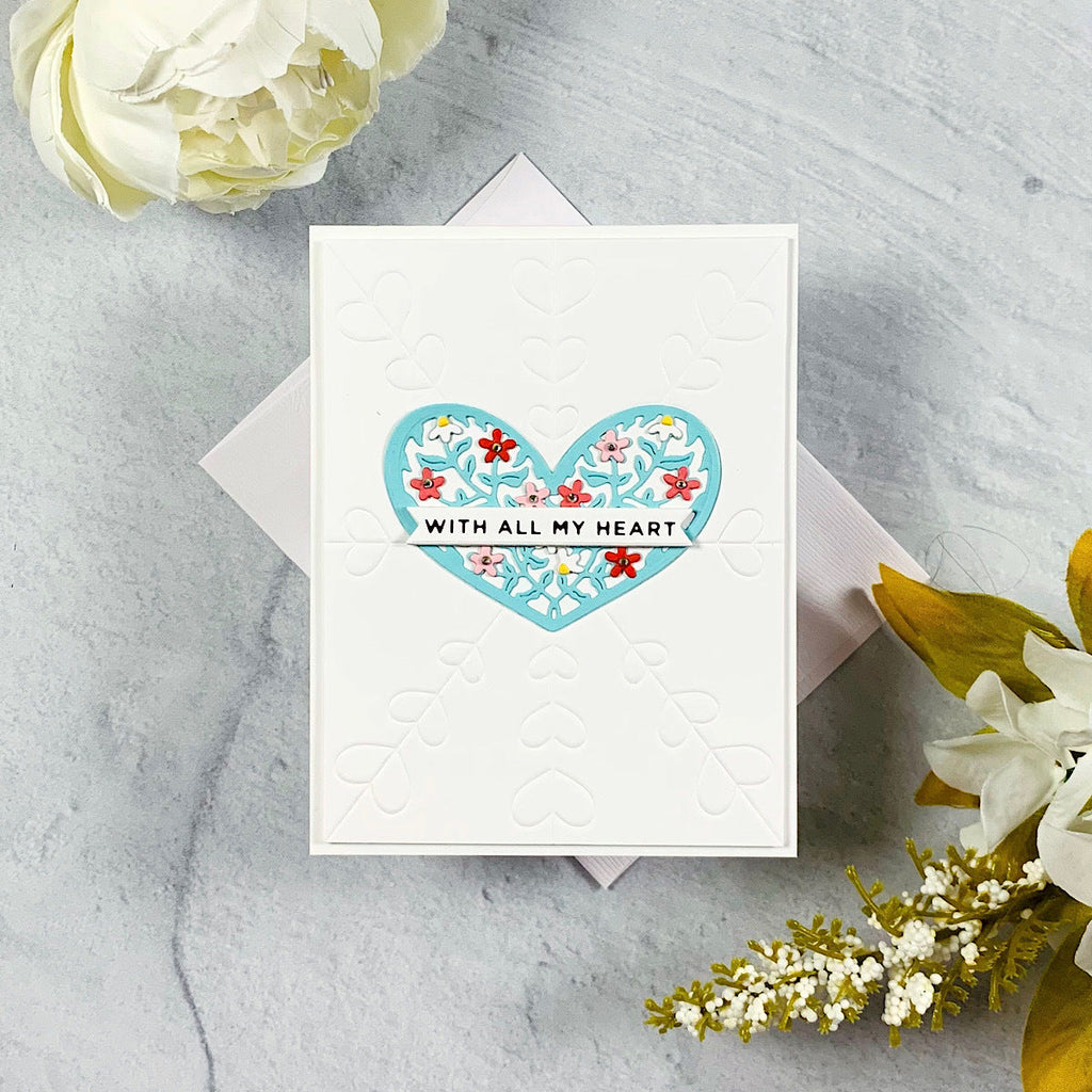 A Lotta Heart- Small Die of the Month (DOM-JAN22) project lifestyle photo by Ilana Crouse.