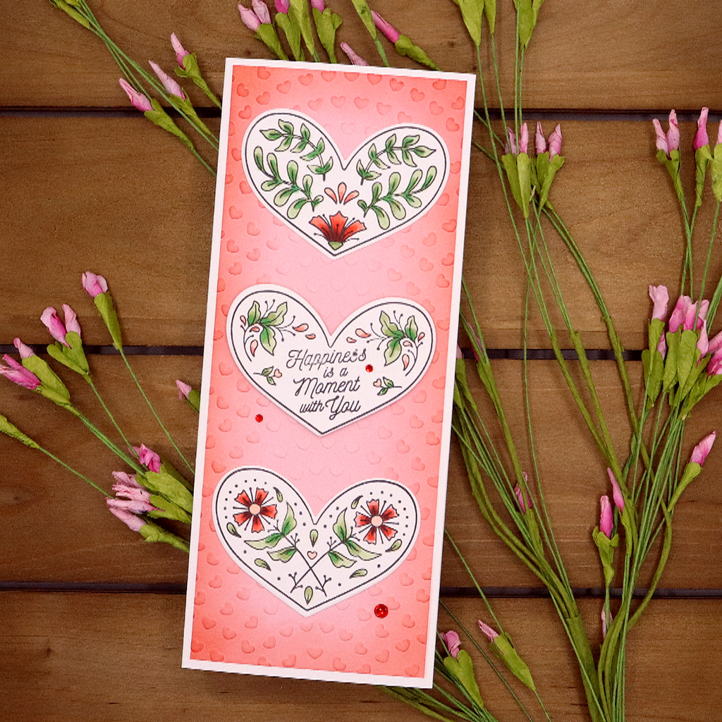 One Love, One Heart - Clear Stamp of the Month (CSOM-JAN22) slimline project by Jackie Pasko.