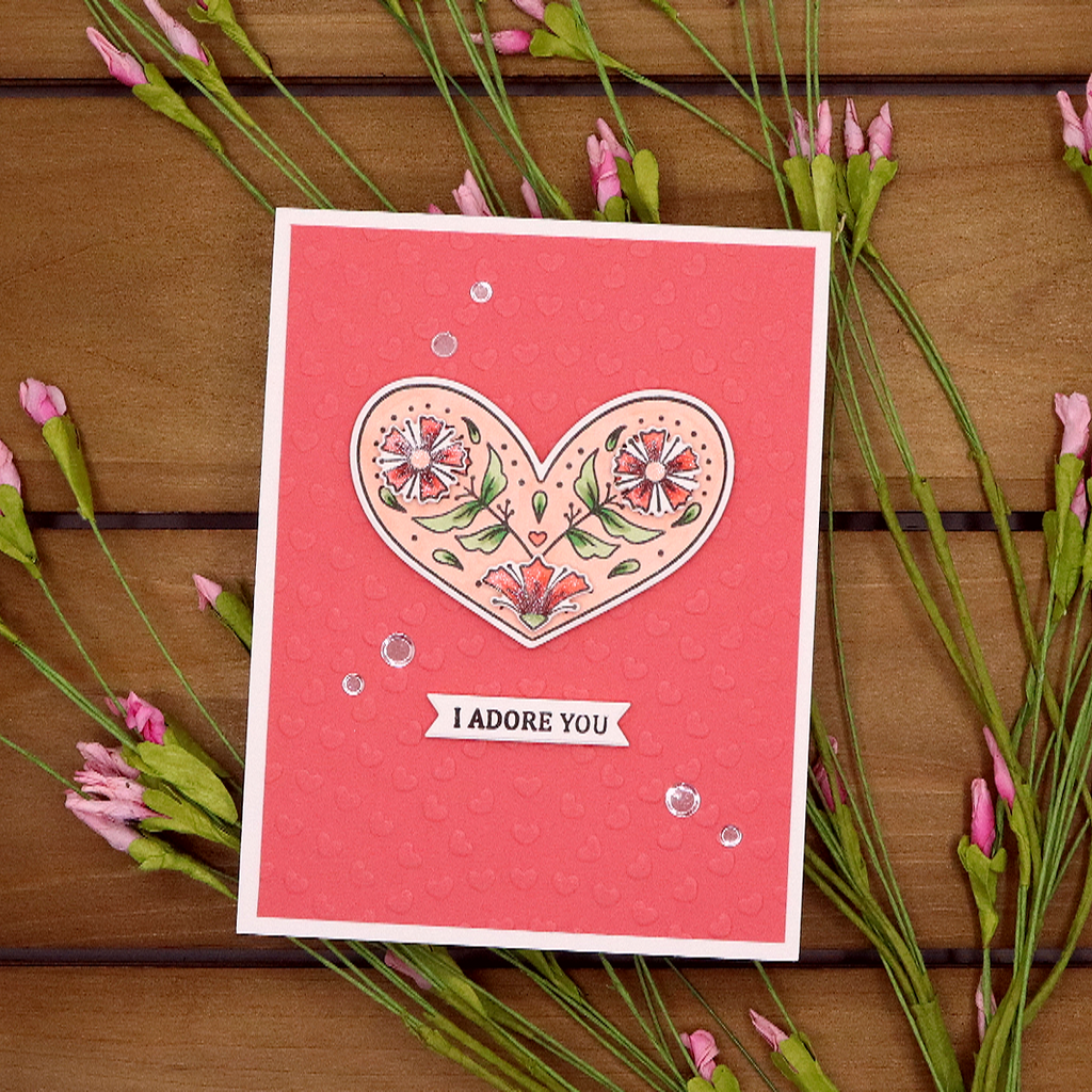 One Love, One Heart - Clear Stamp of the Month (CSOM-JAN22) pink project by Jackie Pasko.