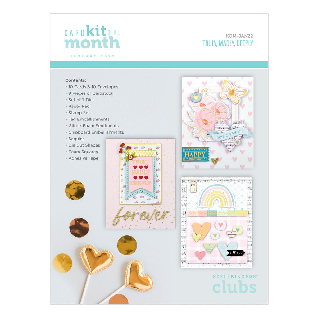  Truly, Madly, Deeply - Card Kit of the Month Club (KOM-JAN22) contents sheet. 