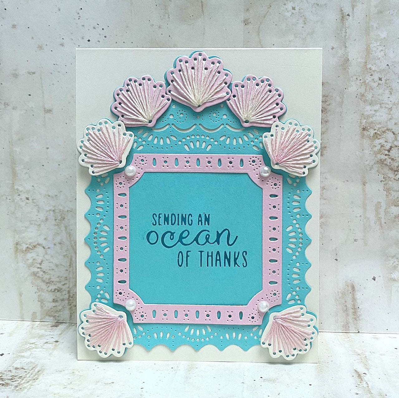 Stitched Shell Card Front - Stitching Die of the Month – Spellbinders UK