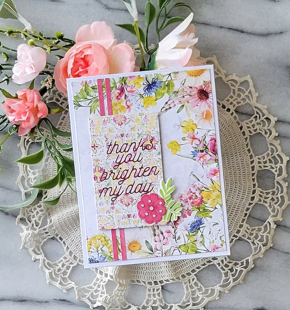Anytime Glimmer Sentiments - Glimmer Hot Foil Kit of the Month (GOM-FEB22) Thank, you brighten my day card by Rosamary D. 