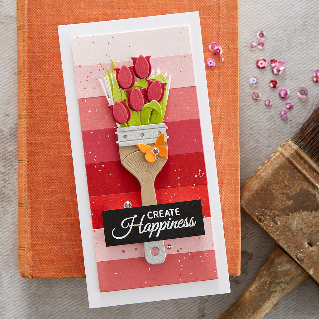 Paint Your World Sentiments Clear Stamp Set from the Paint Your World Collection by Vicky Papaioannou (STP-104) Card  Project create happiness red pink ombre mini slimline