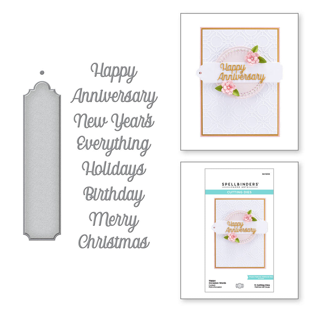 Happy Occasion Words Etched Dies from The Right Words Collection by Becca Feeken (S4-1206) combo product image.
