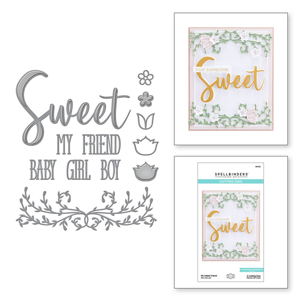My Sweet Friend Etched Dies from The Right Words Collection by Becca Feeken (S5-512) combo project image.
