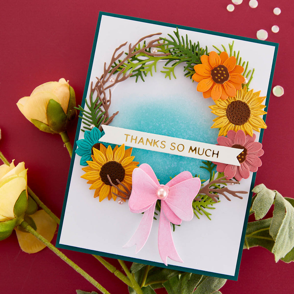 Spellbinders Build-A-Wreath Etched Dies By Suzanne Hue - Set Of 17 Dies For Cardmaking & Crafting