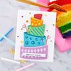 Topsy Turvy Cake Etched Dies from the Birthday Celebrations Collection (S6-195) rainbow layered cake. 