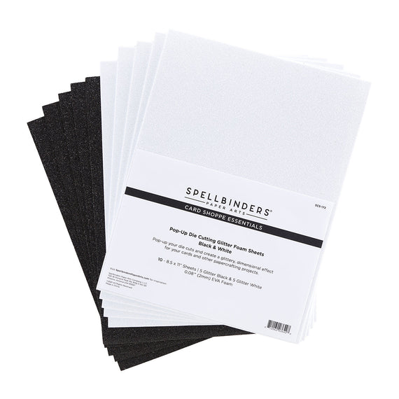 Pop-Up Die Cutting Glitter Foam Sheets - Black & White